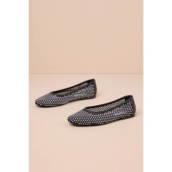 Steve Madden Womens Auden Ballet Flats in Black 8 with box Rhinestone Shoes - Picture 12 of 15